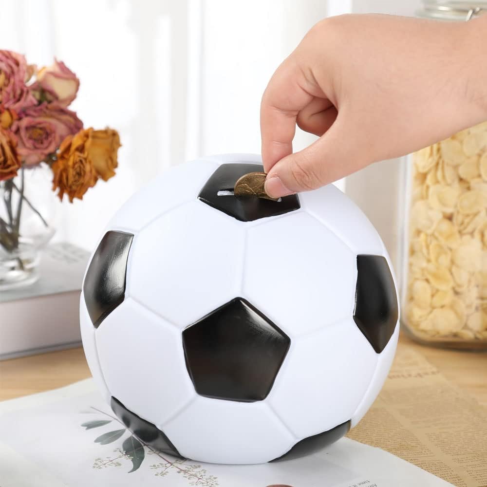 Salvadanaio A Forma Di Pallone Da Calcio Per Ragazzi - 28x15 Cm - Infrangibile E Decorativo - Regalo Compleanno Sportivo - 3