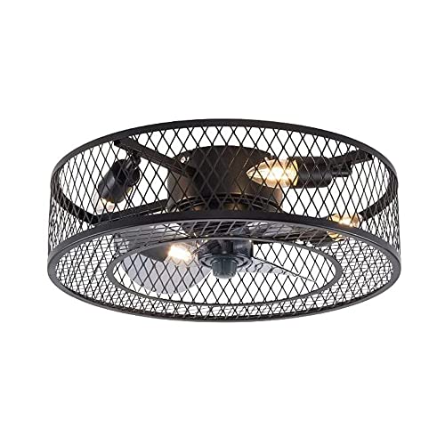 SCZWP8 Ventiladores de Techo de Hierro Forjado Americano con Luces LED y Control Remoto Ventilador de 72 W Luces de Techo Lámpara de Ventilador de 3 velocidades Lámpara Colgante Moderna