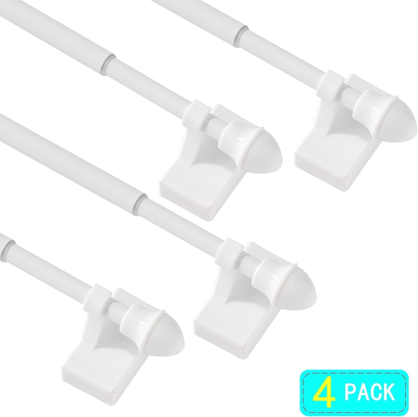 4 Pack Magnetic Curtain Rod for Metal Doors Windows,16 to 28 Inch,Multi-Use Adjustable Appliance for Iron and Steel Place,1/2 Inch Diameter, Tool Free,White