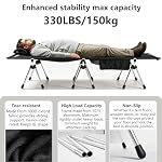 Camping Cot Height Adjustable with Leg Extenders Support 330lbs - Image 3