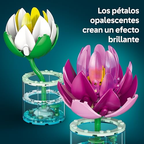 Miniatura 3 de LEGO Botanicals Nenúfares Artificiales – Set de Flores Artificiales con 2 Plantas en Jarrones Transparentes – Kit de Manualidades y Decoración Floral – Regalo para Niñas de 9+ Años y Adultos – 11511