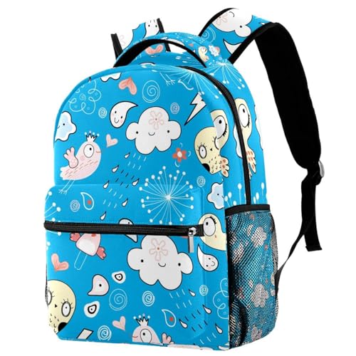 Sac à dos d'école fille et garçon avec compartiment voyage et motif oiseaux