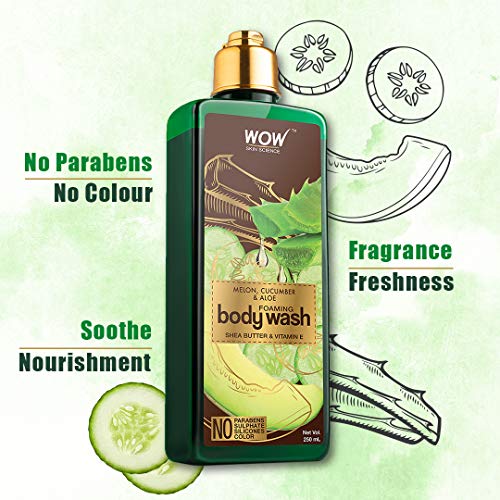 Image of WOW Skin Science Melon, Cucumber & Aloe Foaming Body Wash - No Parabens, Sulphate, Silicones & Color, 250 ml