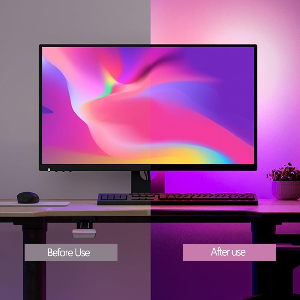 Tło PC z efektem świetlnym ekranu, samoprzylepna taśma świetlna, synchroniczna taśma LED, aplikacja do synchronizacji muzyki, pilot zdalnego sterowania, taśma LED zasilana przez USB, do sypialni/gier