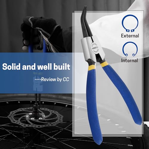 Image of 7 inch External Snap Ring Pliers with 45-Degree Bent Jaw, Cr-V Steel | Circlip Pliers for Retaining Ring Removal and Installation