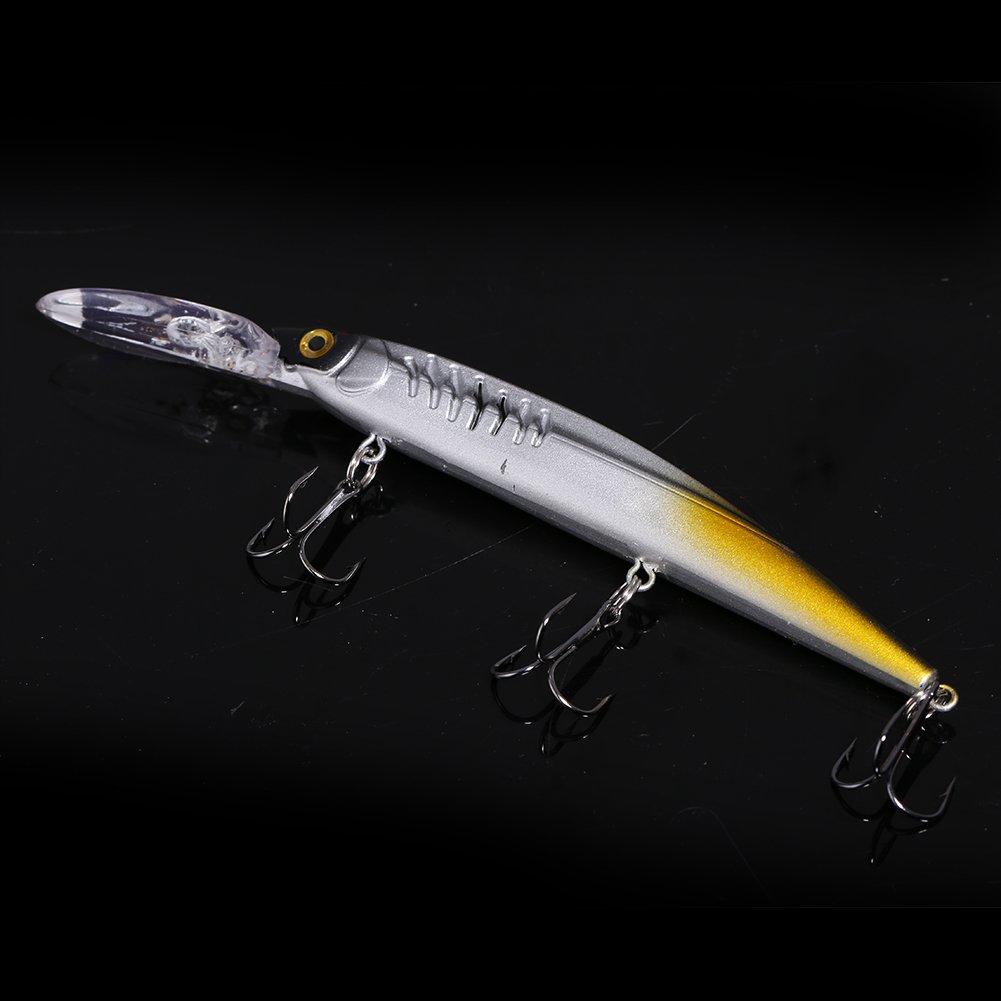 Señuelos de Pesca Blandos, 5PCS Señuelos de Pesca de plástico ABS Cebos Crankbaits hundidos con Ojos 3D Tres anzuelos triples for Agua Dulce Señuelos de Agua Salada Pesca en el océano