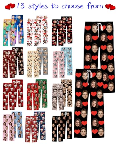 Custom Pajama Pants with Photo Personalized Face Pajamas for Women Men Christmas Valentine's Day Gifts for Him Her2