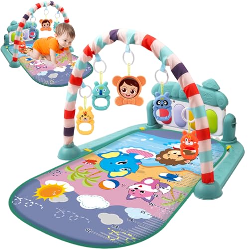 Centro de actividades para bebés con música y luz Tapete de juegos para gimnasio para bebés seguro y fácil con colgante de sonajero Tapete de juego extraíble con tablero ajustable para recién nacidos