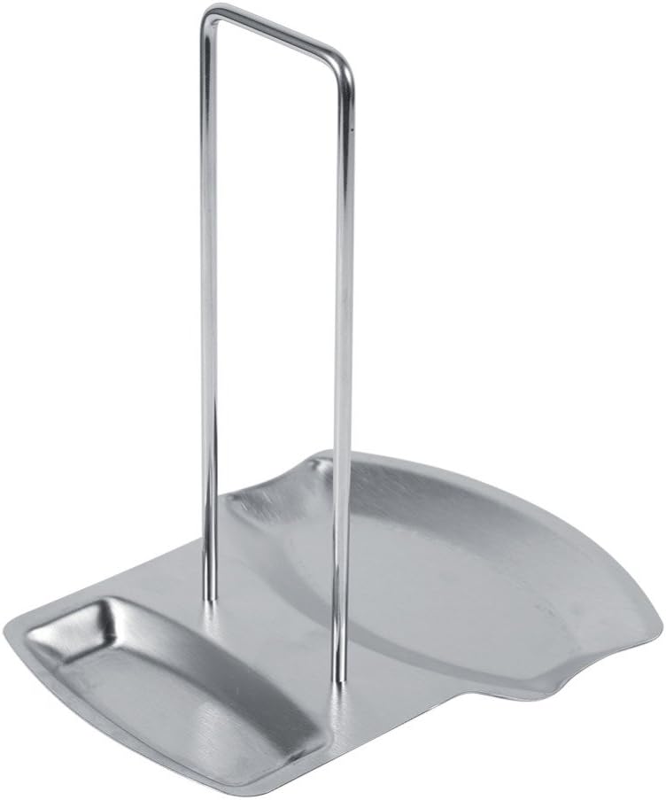 Lid and Spoon Rest, Jechery Stainless Steel Anti-slip Pan Pot Cover Lid Rack Stand Spoon Holder Rack Organizer Cooking Utensils Stand Carrier Cradle for Cabinet Silver