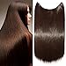 Produktbild Haarteil Extensions 1 Tresse günstig Haarverlängerung Synthetische mit Draht Haarextensions für Haarverdichtung Glatt Hair 20"(50cm)-90g Mittelbraun