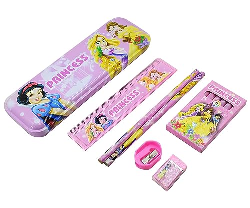 Image of Stationery Kit for Kids - Stationery Box Pencil Pen Eraser Sharpener and Cartoon Pencil Box- Stationary Kit Set for Boys and Girls, Birthday Gift for Kids(Princess)