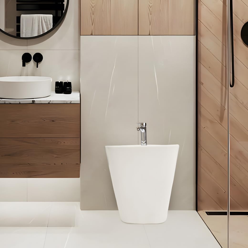 INODORO Completo con BIDET, Inodoro y Bidet Blanco, Pack Wc Inodoro, Retrete con Bidet para Hogar, Sistema Rimless Antibacterias, Tapa Dura Extrafina Amortiguada, Salida Dual