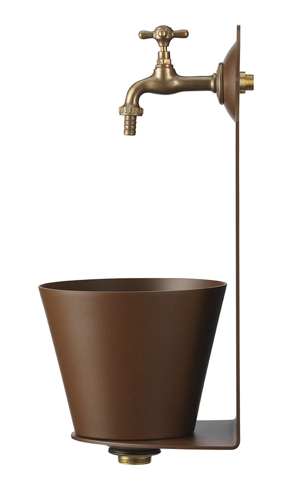 Belfer 42PR Fontana a Parete in Solido Alluminio con Rubinetto in Ottone e Vaschetta Colore Ruggine