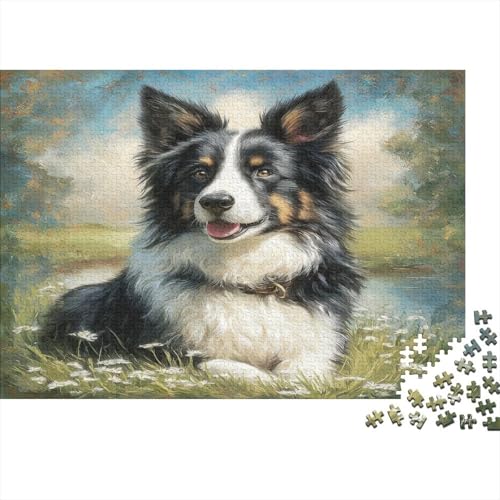 Perro Pastor Puzzle para Adultos Puzzle de 1000 Piezas Papel Prado Familia Relajación Regalo Hogar 38x26cm/1000pcs