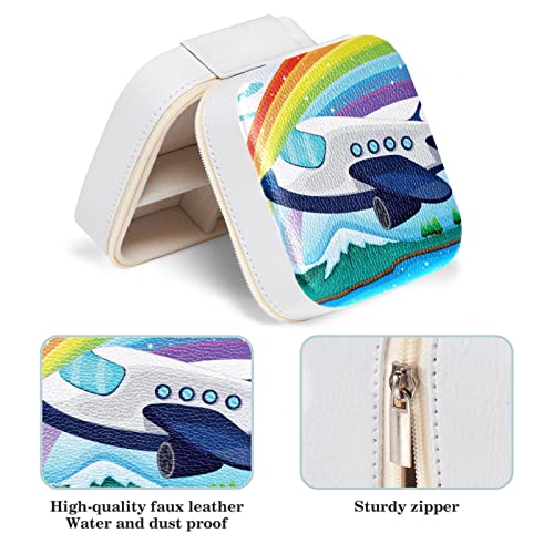 Boîte à bijoux compacte motif avion pour ranger bagues et puces