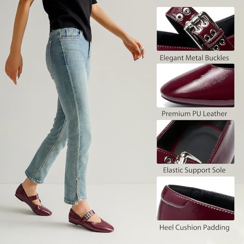 Mary Janes Flats for Women Round Toe Stylish Women's Ballet Flats Shoes for Casual Party Ball Wedding2