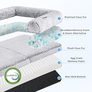 Human Dog Bed for Adult, 2 in 1 Foldable Giant Dog Bed for People Fits Pet Families, Egg Foam Supportive Mat, Waterproof Liner, Faux Fur Human Size Pet Bed with Blanket, 71"x43"x10", Grey Human Dog Bed for Adult 2 in 1 Foldable Giant Dog Bed for People Fits Pet Families Egg Foam Supportive Mat Waterproof Liner Faux Fur Human Size Pet Bed with Blanket 71x43x10 Grey