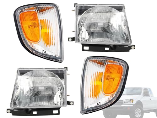 Auto Parts Avenue APA Replacement Head Light Corner Parking 1997-2000 Tacoma 2WD With PreRunner 1998-2000 4WD Combo SET