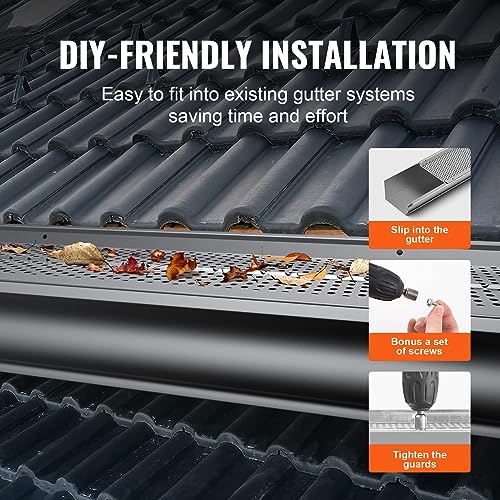 Image of VEVOR Gutter Guard, 6 inch Width, Aluminum Leaf Filter DIY Gutter Cover, 26 PCS 104 ft Total Length, 0.157'' Hole Diameter & 0.02'' Thick Fits Any Roof or Gutter Type