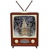 Northlight LED Lighted Musical Snowing Reindeer TV Set Christmas Decoration, 12", Brown