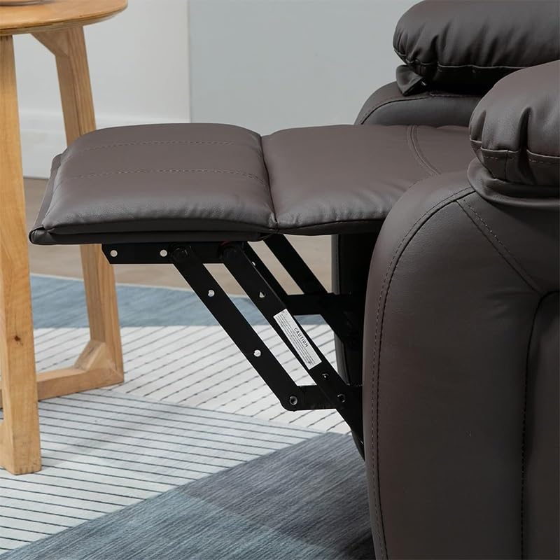 Sillón reclinable piel marrón para sala de estar miniatura 6
