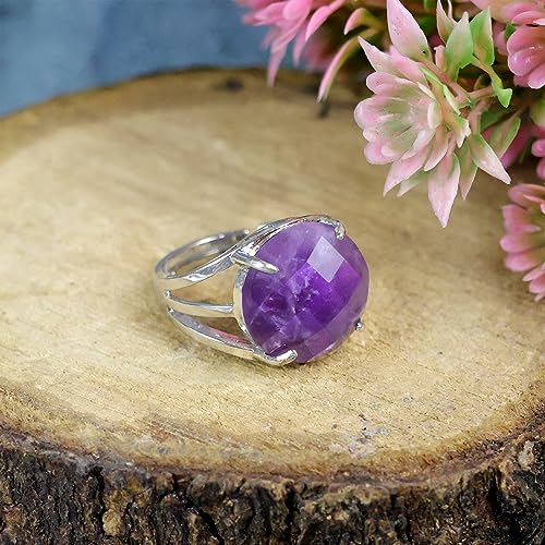 Image of Reiki Crystal Products Adjustable Rings, Round Cutting, Amethyst, Black Tourmaline, Goldstone brown, Green Jade, Lapis Lazuli, Opalite, Red Jasper, Rose Quartz, Tiger eye, Gemstone Ring