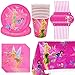 Babioms 51Pcs Fiesta de cumpleaños Vajilla, Plato, Servilleta de Papel, Taza, Mantel, Pajas, Princesa Vajilla de Fiesta - 10 Personas
