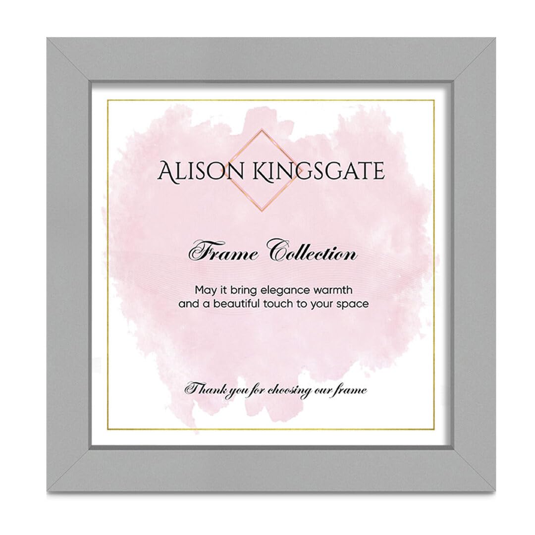 Alison Kingsgate 19X19 Light Grey Photo Frame – Engineered Wood Picture Frame with Shatterproof Perspex Front – Ideal for Certificates & Artwork – Wall Hanging – Multiple Sizes & Colors Available