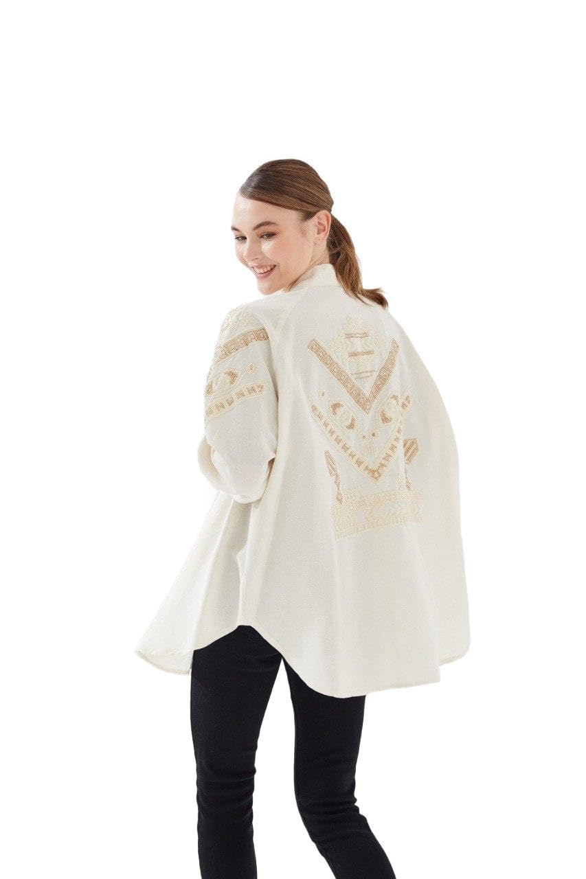 dadali Damenbluse im Boho-Stil (Oversize) | Bestickte, knopflose Tunika | 100% Baumwolle | Einheitsgröße