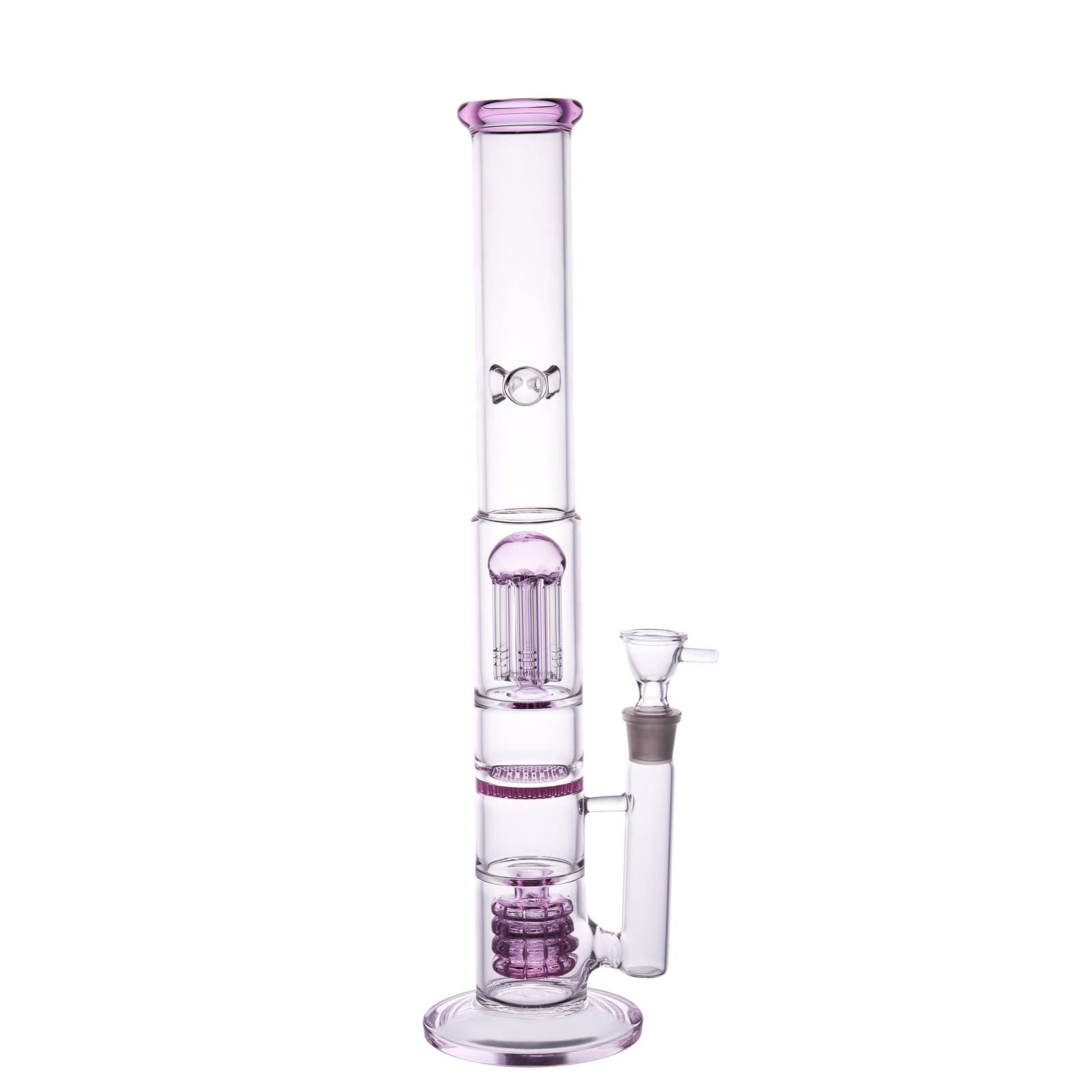 RORA Bong en verre nid d'abeille de 16 pouces avec filtre Birdcage Recycler Grande pipe à eau droite en verre 18.8mm Bongs à fumer (Pink)
