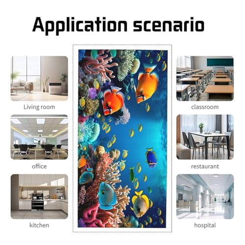 Image of 2 Pack Fluorescent Light Cover for Ceiling Light Classroom-Abyssal Fish Magnetic Light Cover Fluorescent Light Shade Panel, Decorative Film Filter for Reducing Harsh Glare Home Decorations