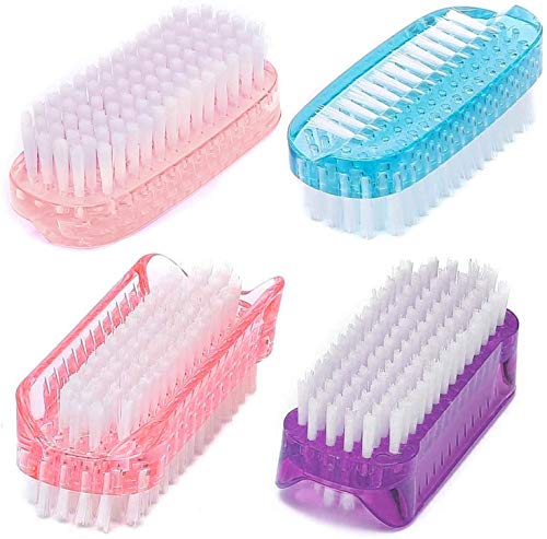 4PCS Nail Brush for Cleaning,Handle Grip Nail Scrub Brush Soft Stiff Bristles for Toes and Nails Cleaner, Pedicure Brushes for Men and Women