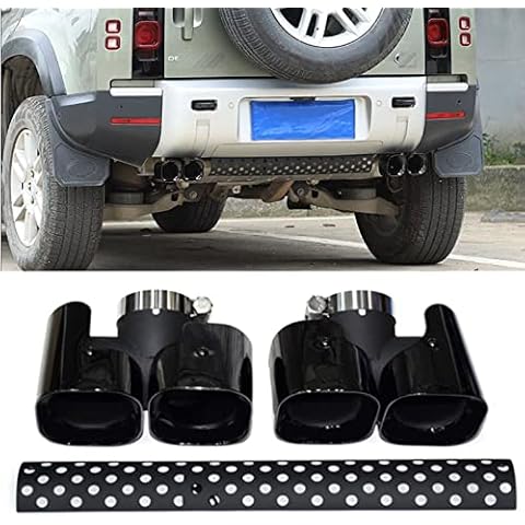 Black/Silver Rear Tail Exhaust Muffler Tip Pipes For L-and Rover Defender 90 110 2020-22 (Square-3.0L) Cover