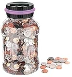 GIFTiz Large Digital Coin Counting Money Saving Jar Change Counter Piggy Bank for Kids & Adults - Pink | Supports All US Coins - Pennies, Nickels, Dimes, Quarters, Half Dollars, & Dollar Coins