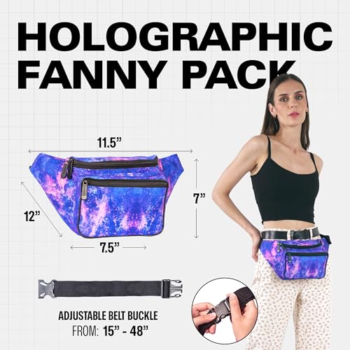 Image of Fanny Pack Belt bag - Crossbody Waist Bag for Men or Women - Hands-Free, Waterproof Large Bumbag for Hiking, Running, and Travel, Outter Space, One Size