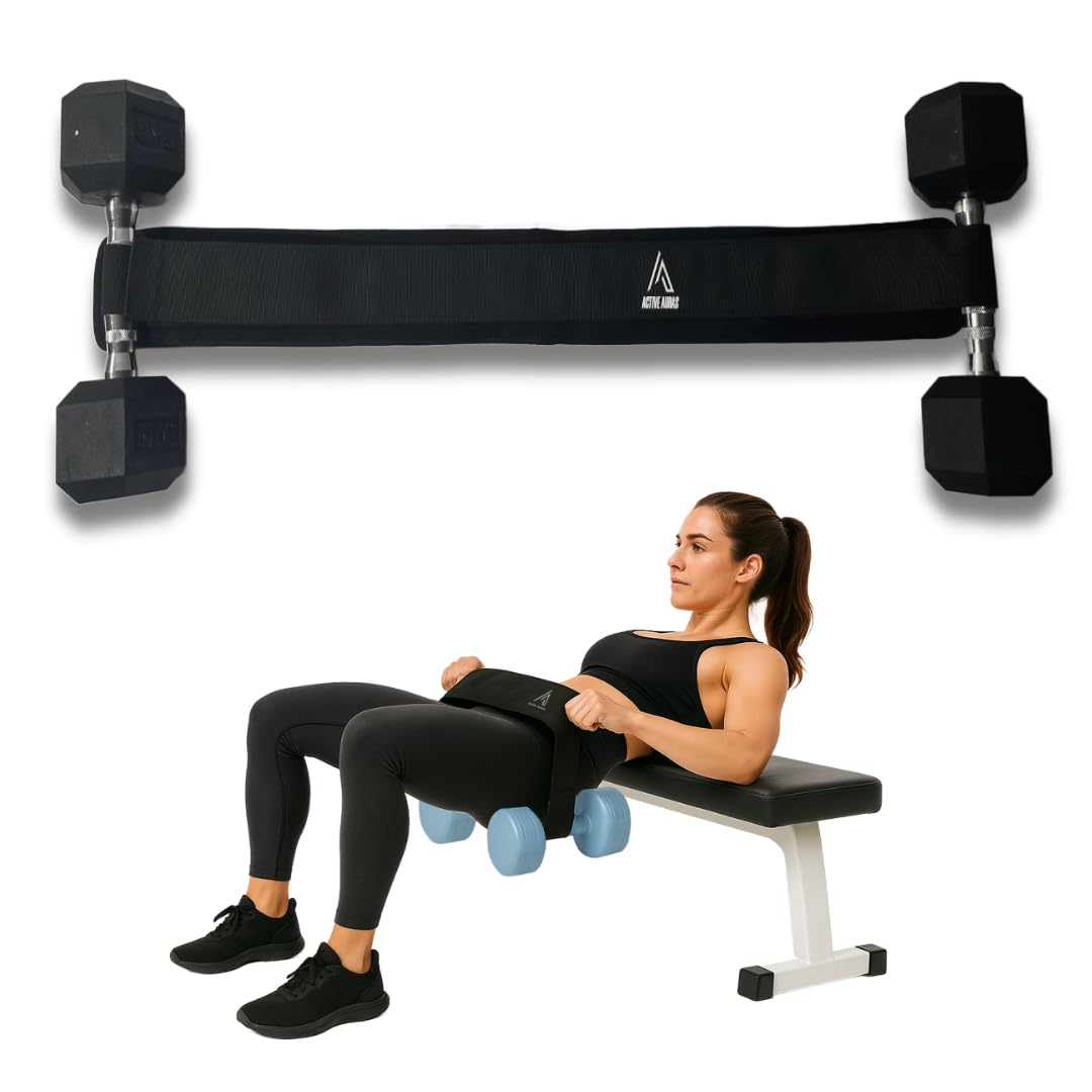 Adjustable Dumbbell Hip Thrust Belt for Weights - Hip Thrust Belt for Dumbbells with Slip-Resistant Padding - Booty Builder for Heavy Dumbbells, Kettlebells & Plates for Home & Gym