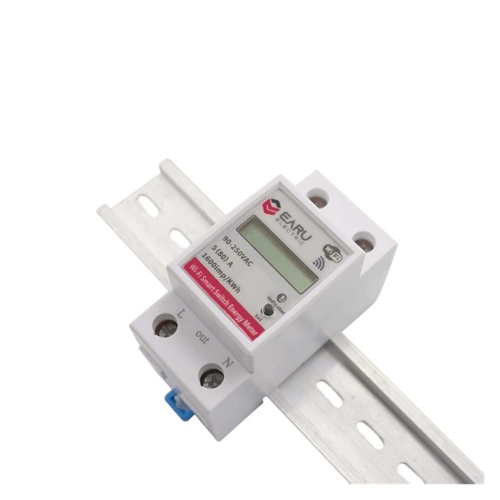 Monitor de energía del medidor inteligente, WiFi Smart Power Energy Meder Consumo KWH Voltmeter DIN Rail Control Remoto Interruptor Smart Life Tuya Alexa Google Home Fácil instalación Fácilmente legib