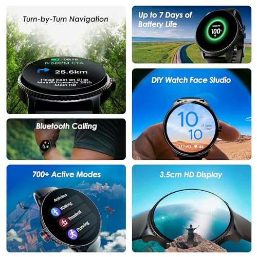Boat Lunar Discovery w/ 1.39" (3.5 cm) HD Display, Turn-by-Turn Navigation, DIY Watch Face Studio, Bluetooth Calling, Emergency SOS, QR Tray, Smart Watch for Men & Women(Active Black) view 2