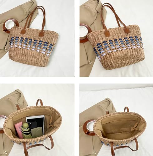 Bolso de playa de paja para mujer gran capacidad miniatura 5