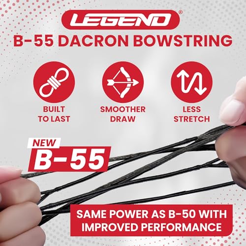 Legend Recurve Bow String - Dacron Bow String Replacement - Traditional Bowstrings - Recurve Bow Archery Accessories - Archery Equipment for Recurve Bows - Bowstring AMO 66 inch - 16 Strands