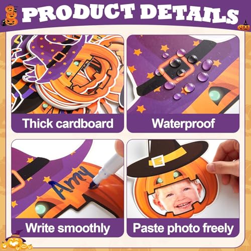 Image of gisgfim 80Pcs Halloween Cutouts Witch Party Decorations Bulletin Board Pumpkins Witch Hat Paper Cut-Outs Classroom Decor for Fall Boy Girl DIY Craft Photo Wall Kindergarten Preschool Favor Supply