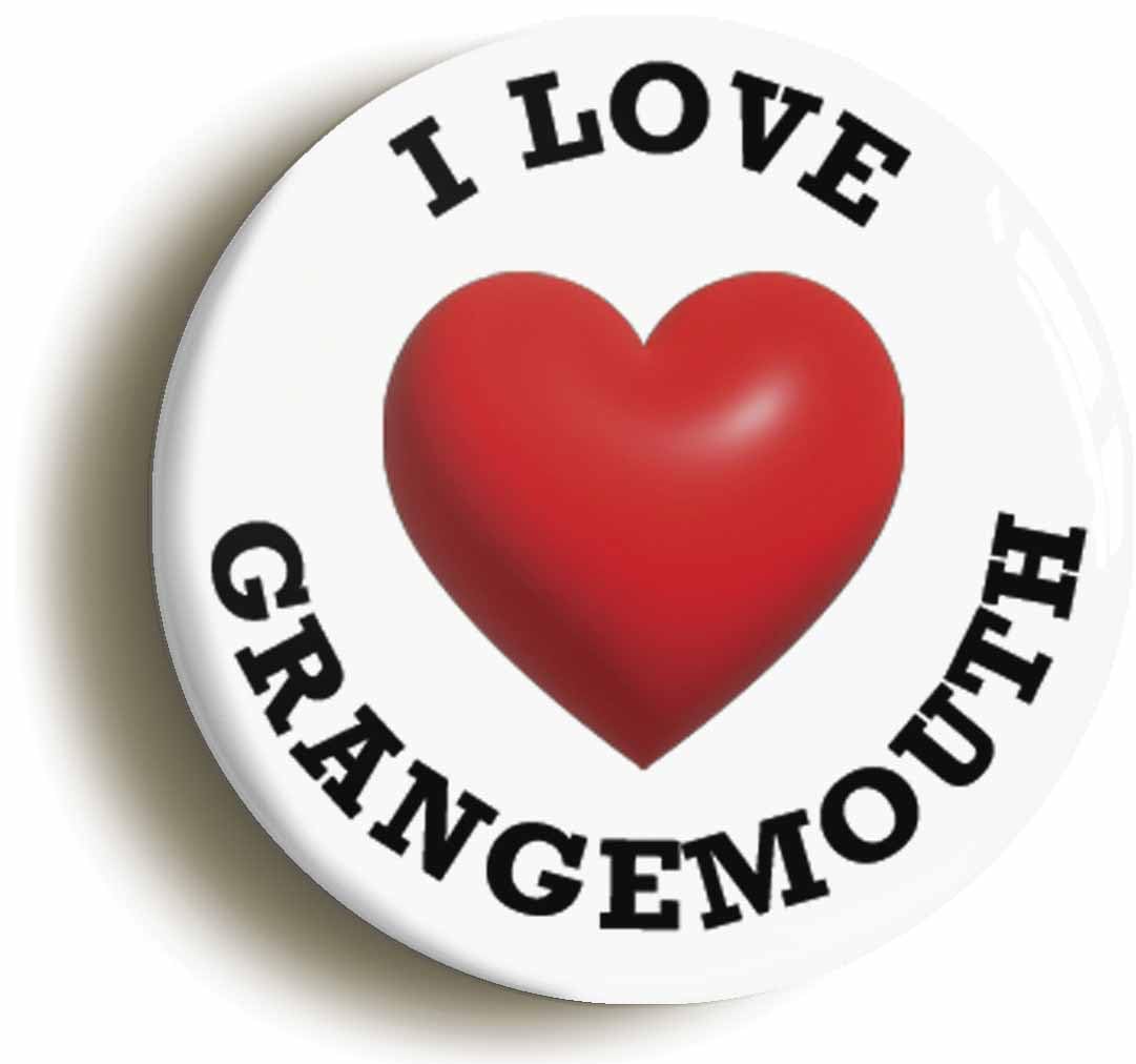 I Heart Love Grangemouth Location Fridge Magnet (Circular 2inch / 50mm Diameter)