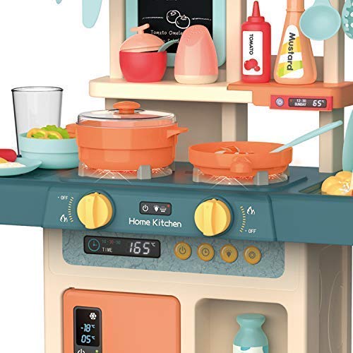Mahi Enterprise? Big Size Pretended 36 PCS Spraying Mist Kitchen Set with Music,Real Water Tap Sink, Steam, Sound for Children (Color as per Availability) 2