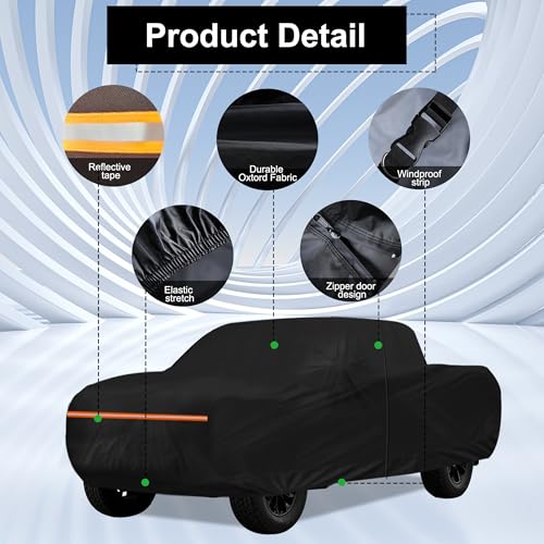 Image of Amooca Heavy-Duty Car Covers Waterproof Sun-Proof All Weather for Automobiles Snow Cover 420D with Door Zipper Cotton Lining Universal Fit for Compact Pickup Truck Length 16.4-18ft