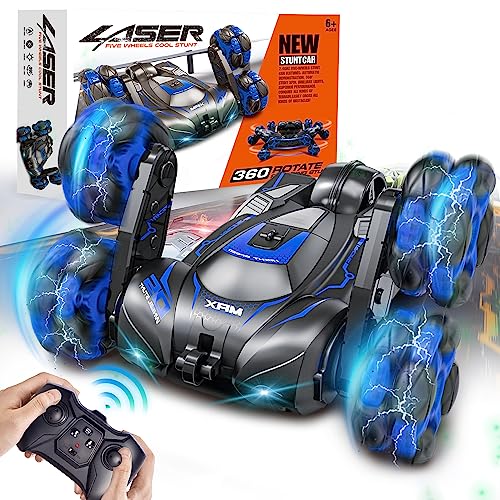 Ferngesteuertes Auto ab 4 Jahre, 360 ° Drehbares Stunt RC Auto, 2,4GHz RC Drift Car mit LED-Leuchten, Ferngesteuertes Spielzeugauto, Ferngesteuertes Auto ab 5 6 7 8 9 10 Jahre Kinder Geschenke