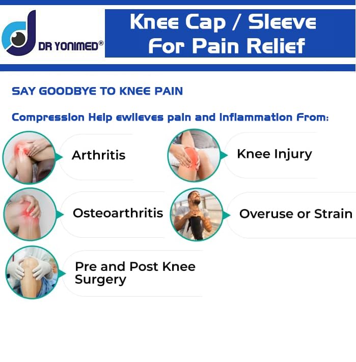 Dr Yonimed Stretchable Knee Cap Beige Color, Medium Size Knee Brace Knee Support & Joint Pain Relief Suitable For Men, Women & Children Useful for Running, Skating, Arthritis and Injury- (1 Pair) 1