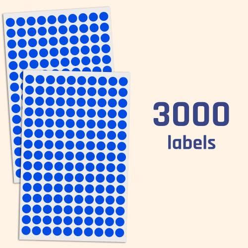 Image of 3000 Pack, 0.375 inch Round Color Coding Circle Dot Sticker Labels - Blue