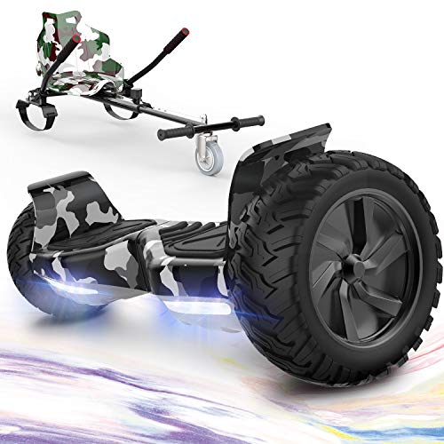 GeekMe Hoverboards,Off Road Hoverboards with Hoverkart,8.5u0094 Hoverboards All Terrain with APP, Bluetooth Speaker,LED lights