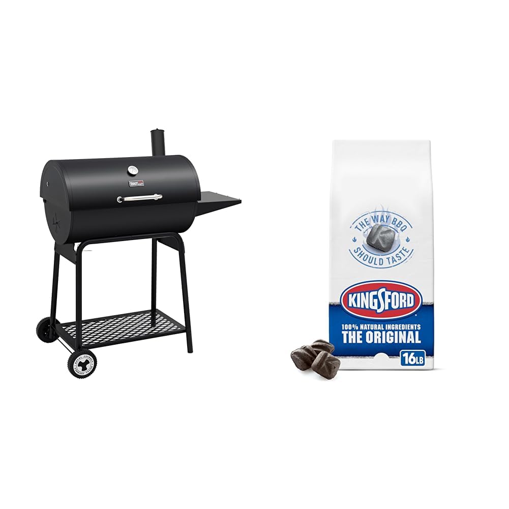Photo 1 of **CHARCOAL NOT INCLUDED**  Royal Gourmet 30 Barrel 627 sq in Charcoal Grill Bundle with Kingsford 16 lb Original Charcoal Briquettes Grill + Briquettes, 16 lbs
