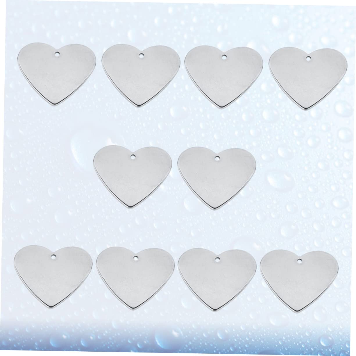 Happyyami 10 Pcs Heart Shaped Pet Id Tags Durable Stainless Steel Blank Pendants for DIY Personalization and Lightweight for and Puppies